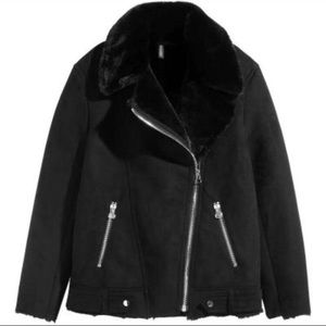 Black fuzzy motto jacket